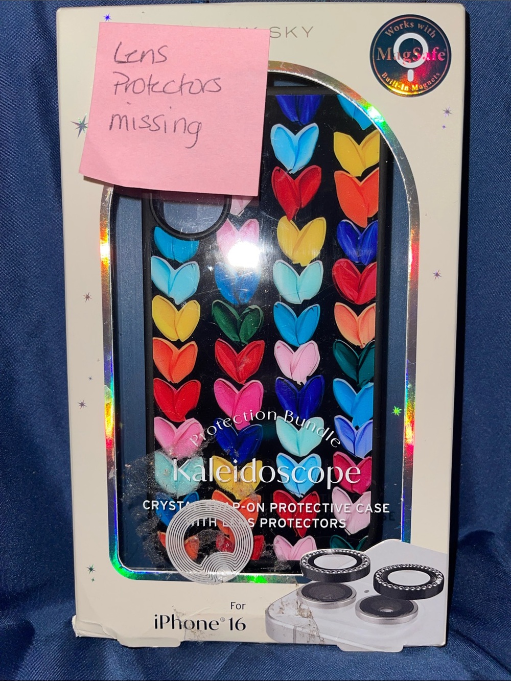 Kaleidoscope Heart Protective Case for iPhone 16 - Multicolor Hearts